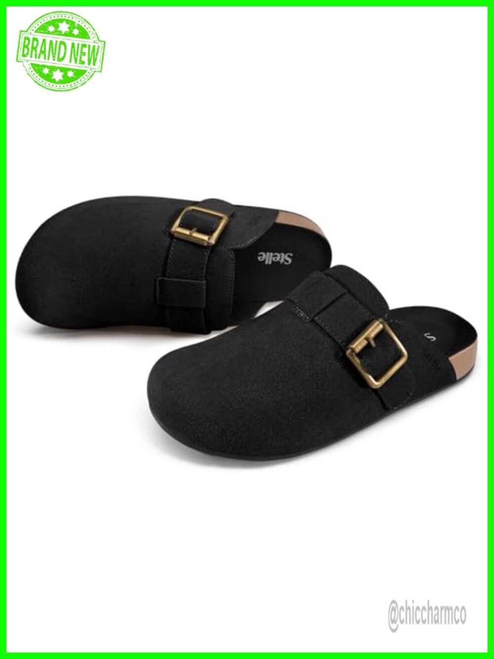 Suede Slip-On Clogs with Adjustable Buckle
